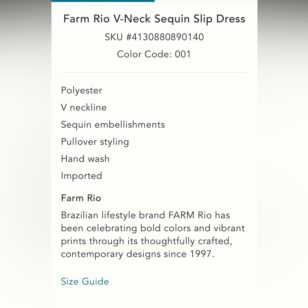 🍀SUPER RARE🍀 Farm Rio Anthropologie NWT Farm Rio V-Neck Sequin Slip Dress size S - Picture 6 of 7